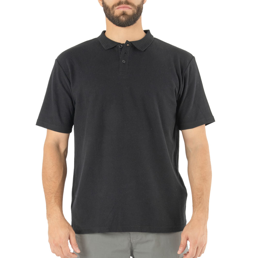 Polera Pique Quebec Manga Corta Negro Hombre
