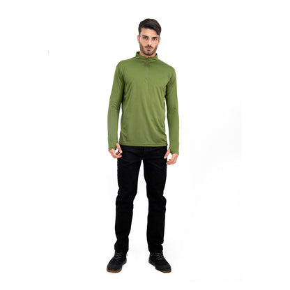 Polera Quebec Half-Zip Verde Oliva Hombre