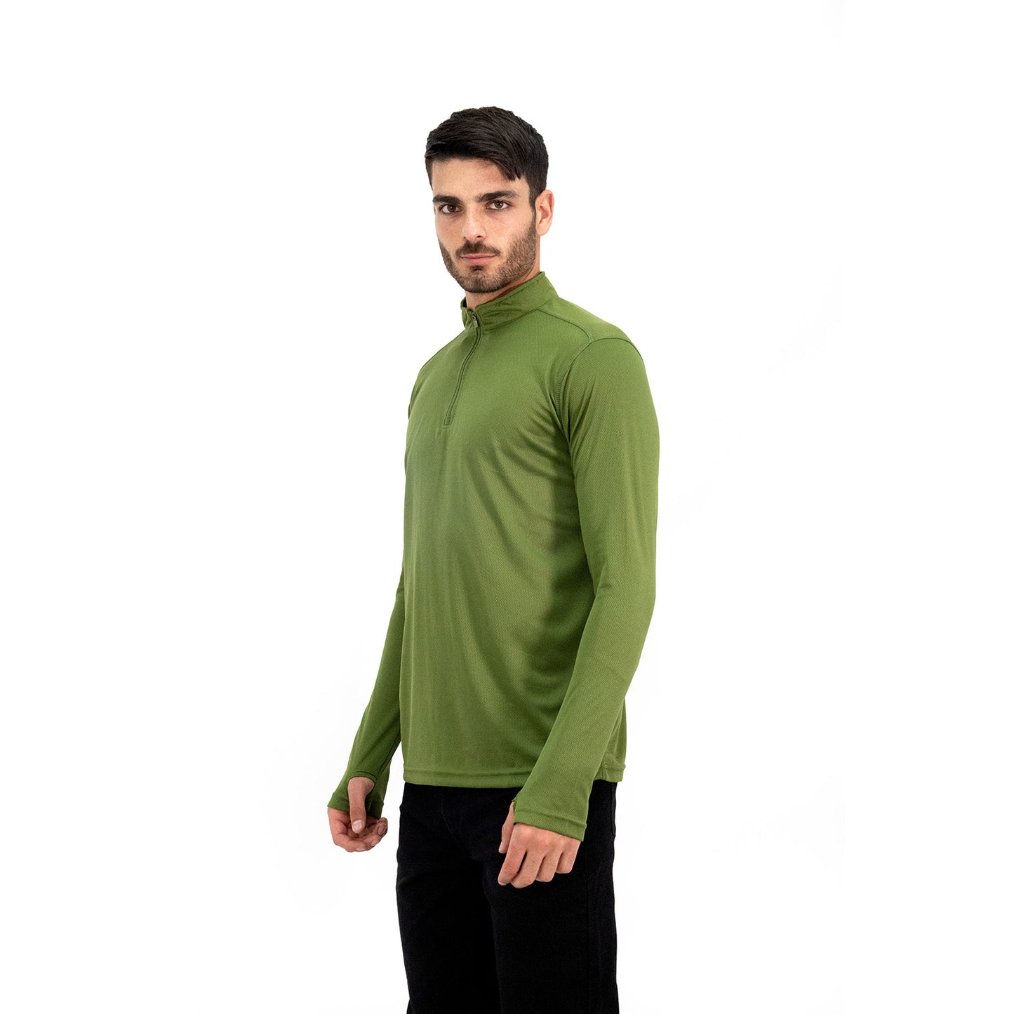 Polera Quebec Half-Zip Verde Oliva Hombre