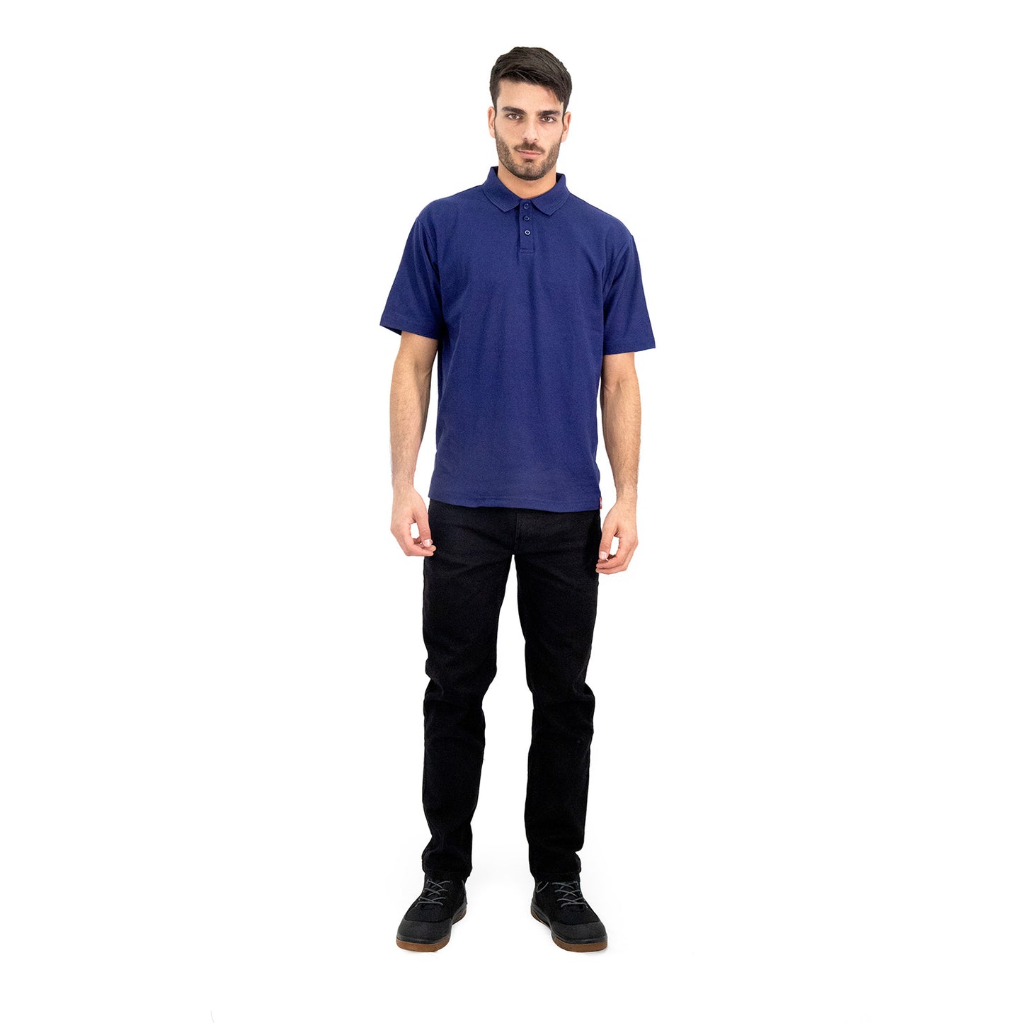 Polera Pique Quebec Manga Corta Azul Hombre