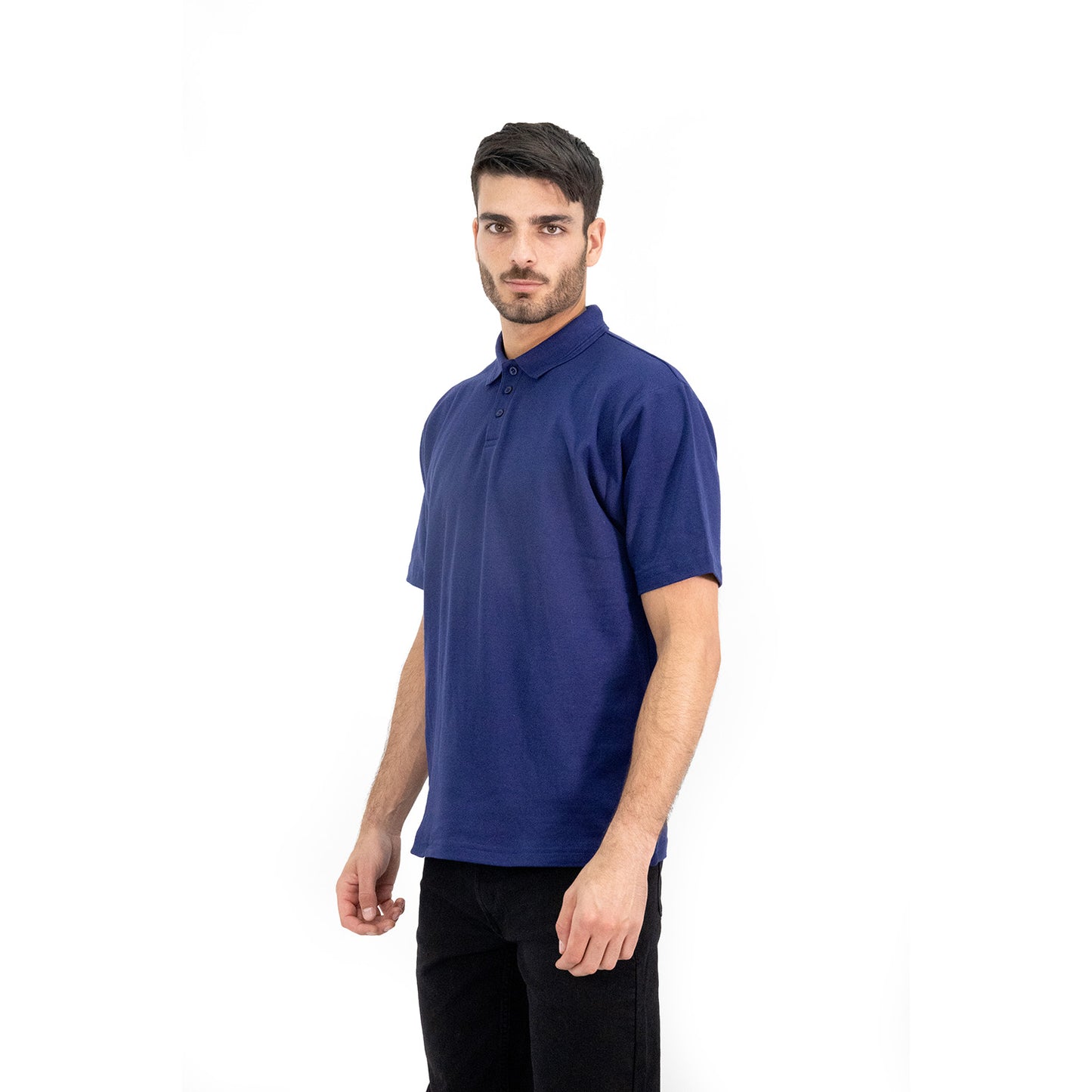 Polera Pique Quebec Manga Corta Azul Hombre