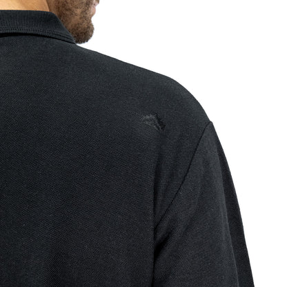 Polera Pique Quebec Manga Larga Negro Hombre