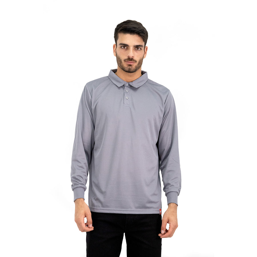 POLERA COOLDRY QUEBEC MANGA LARGA GRIS