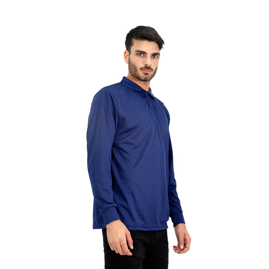 POLERA COOLDRY QUEBEC MANGA LARGA AZUL