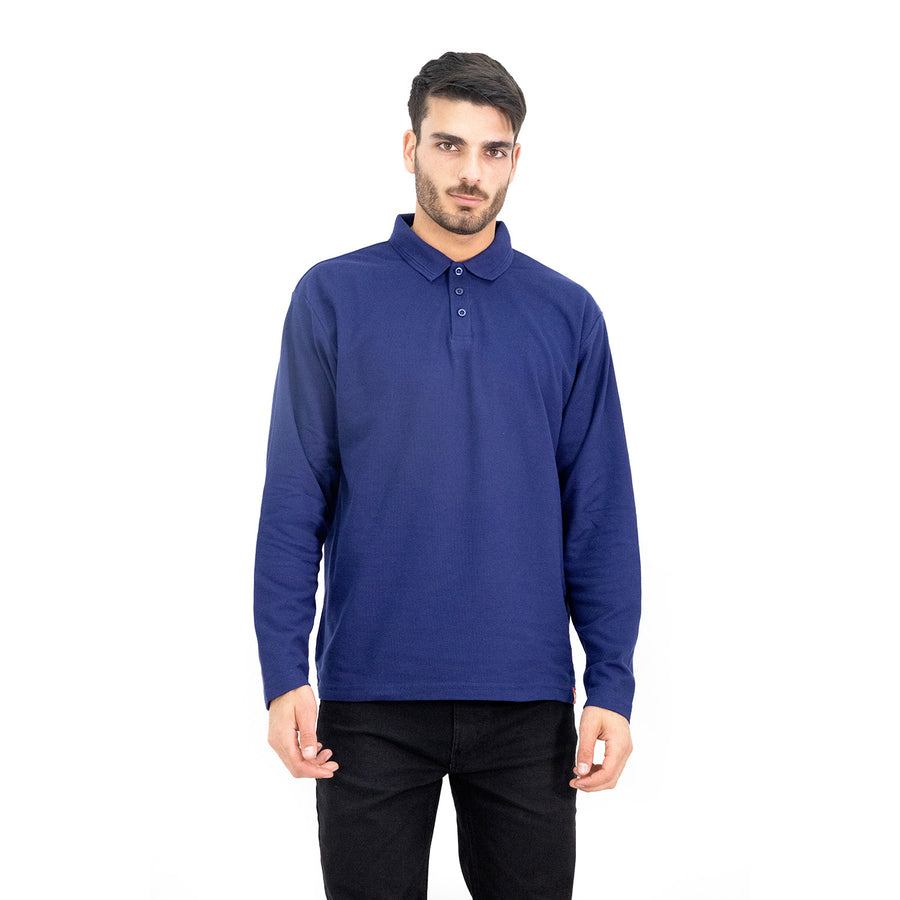 POLERA PIQUE QUEBEC MANGA LARGA AZUL HOMBRE