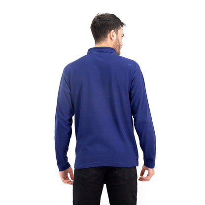 Polera Pique Quebec Manga Larga Azul Hombre