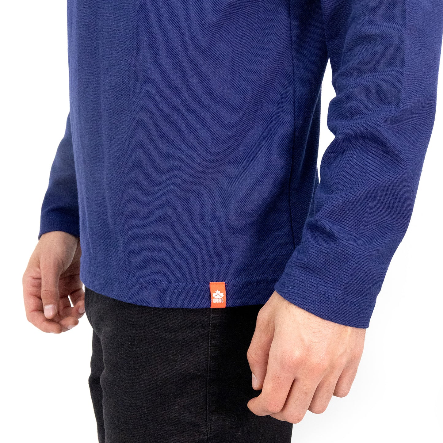 Polera Pique Quebec Manga Larga Azul Hombre