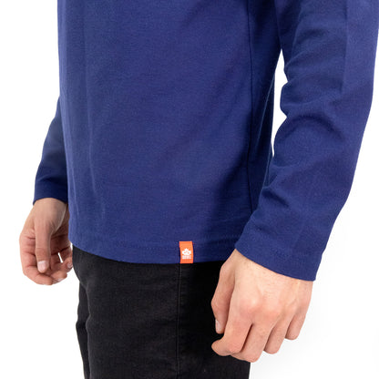 Polera Pique Quebec Manga Larga Azul Hombre