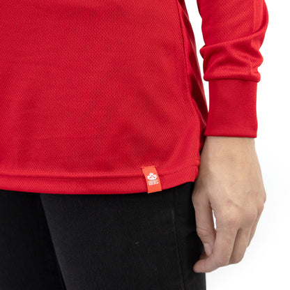 Polera Cooldry Quebec Manga Larga Rojo Mujer