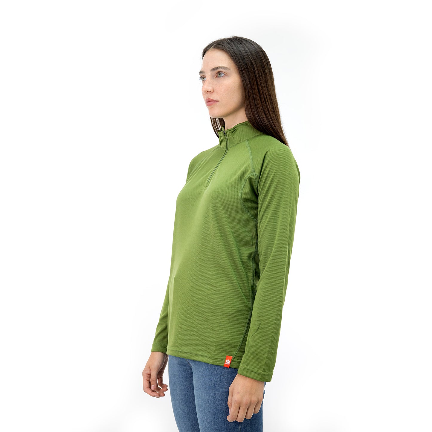 Polera Quebec Half-Zip Mujer Verde Oliva