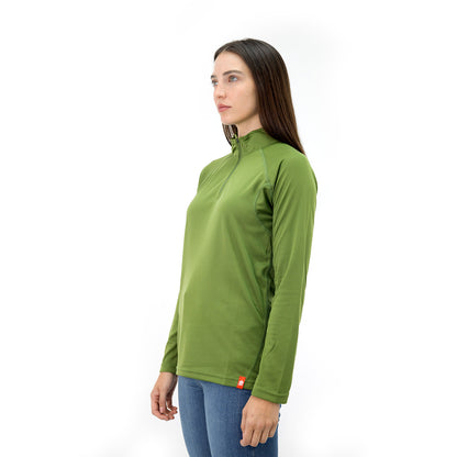Polera Quebec Half-Zip Mujer Verde Oliva