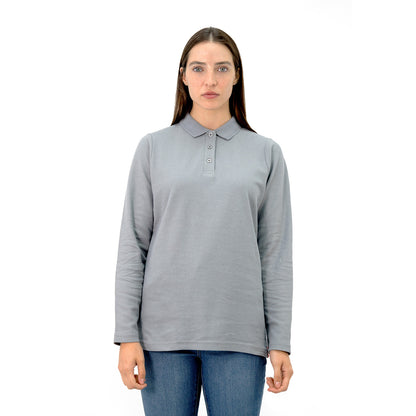 Polera Pique Quebec Manga larga Gris Mujer