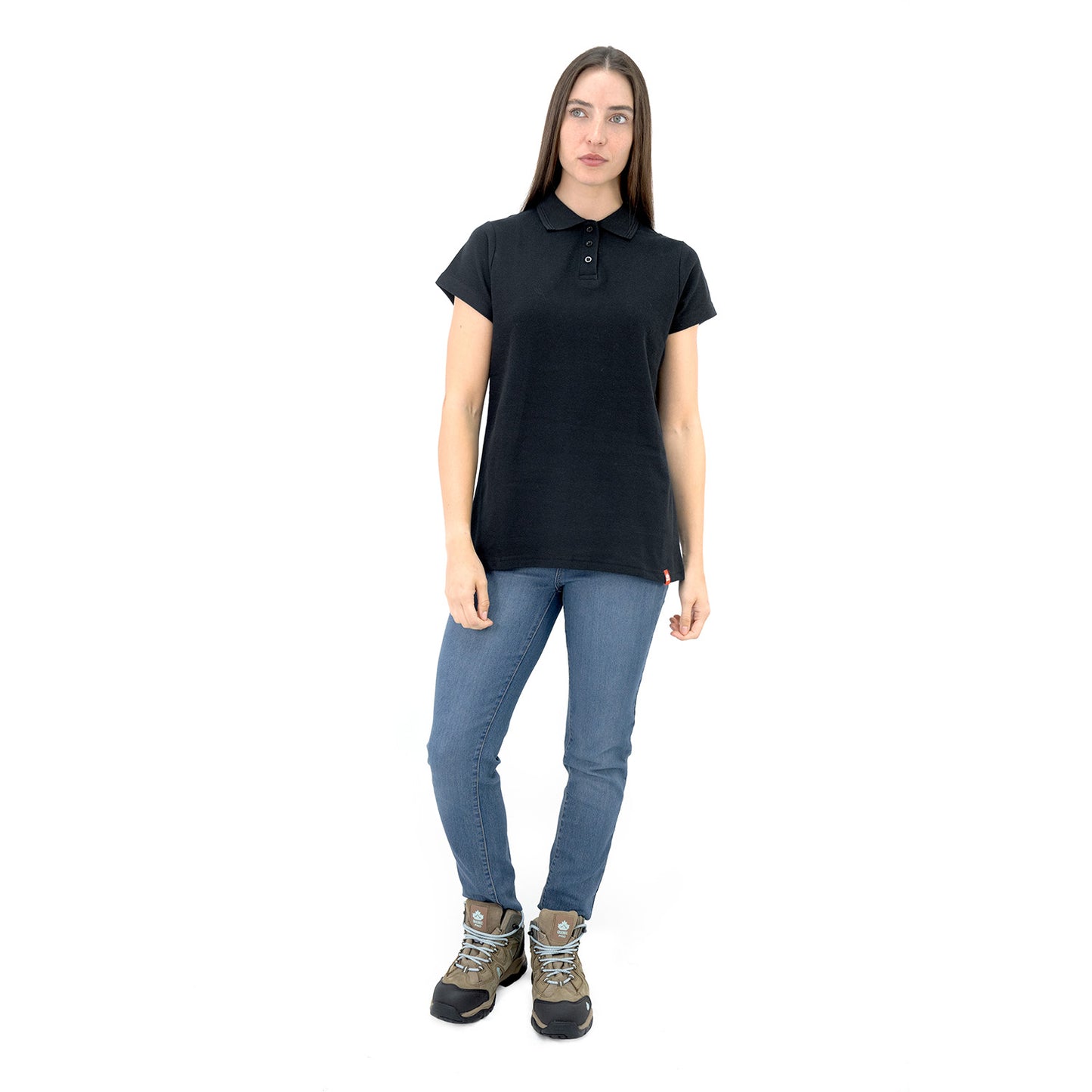 Polera Pique Quebec Manga corta Negro Mujer