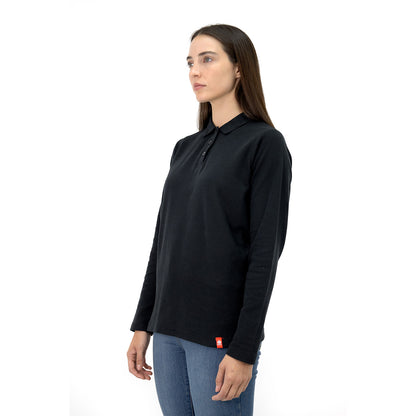 Polera Pique Quebec Manga larga Negro Mujer
