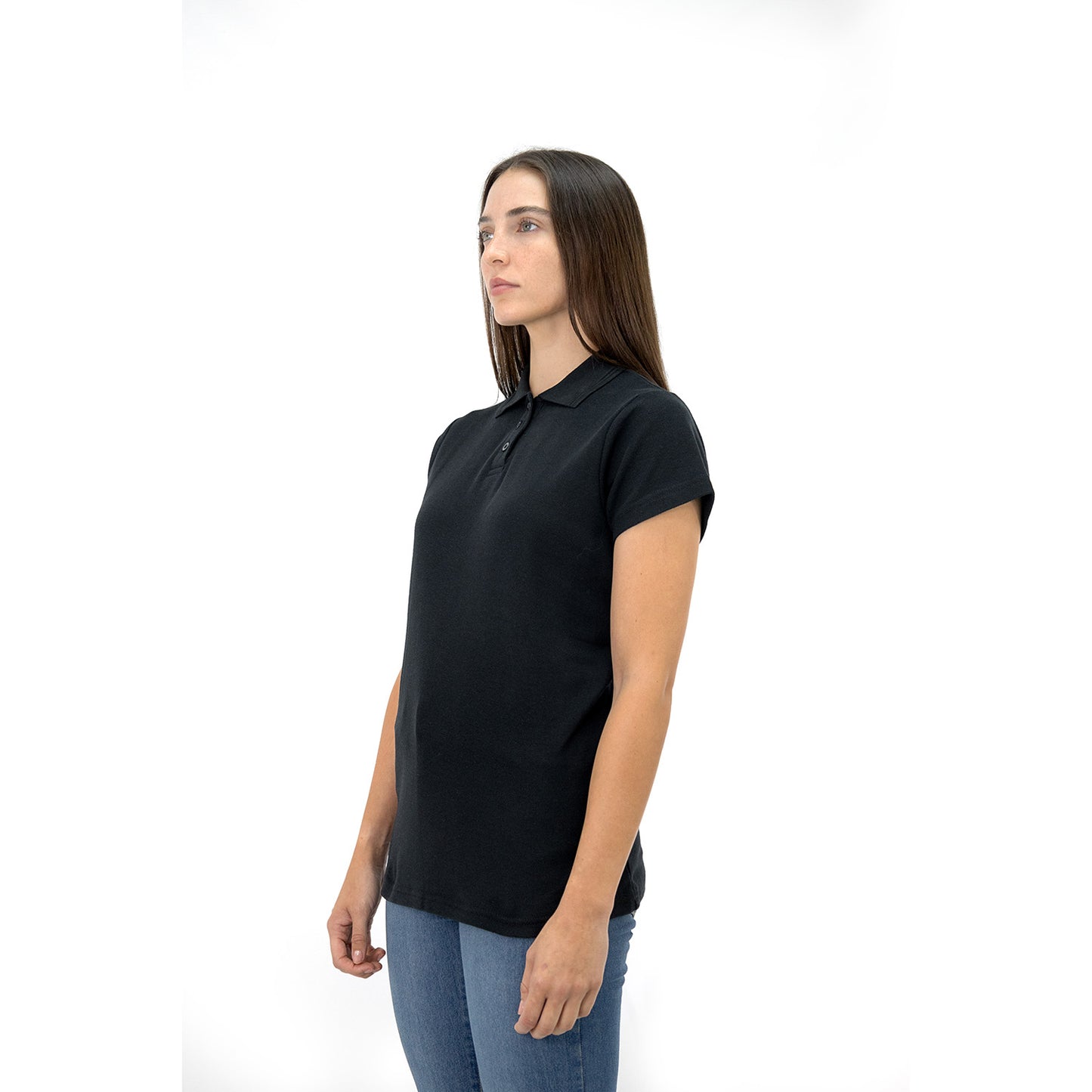 Polera Pique Quebec Manga corta Negro Mujer