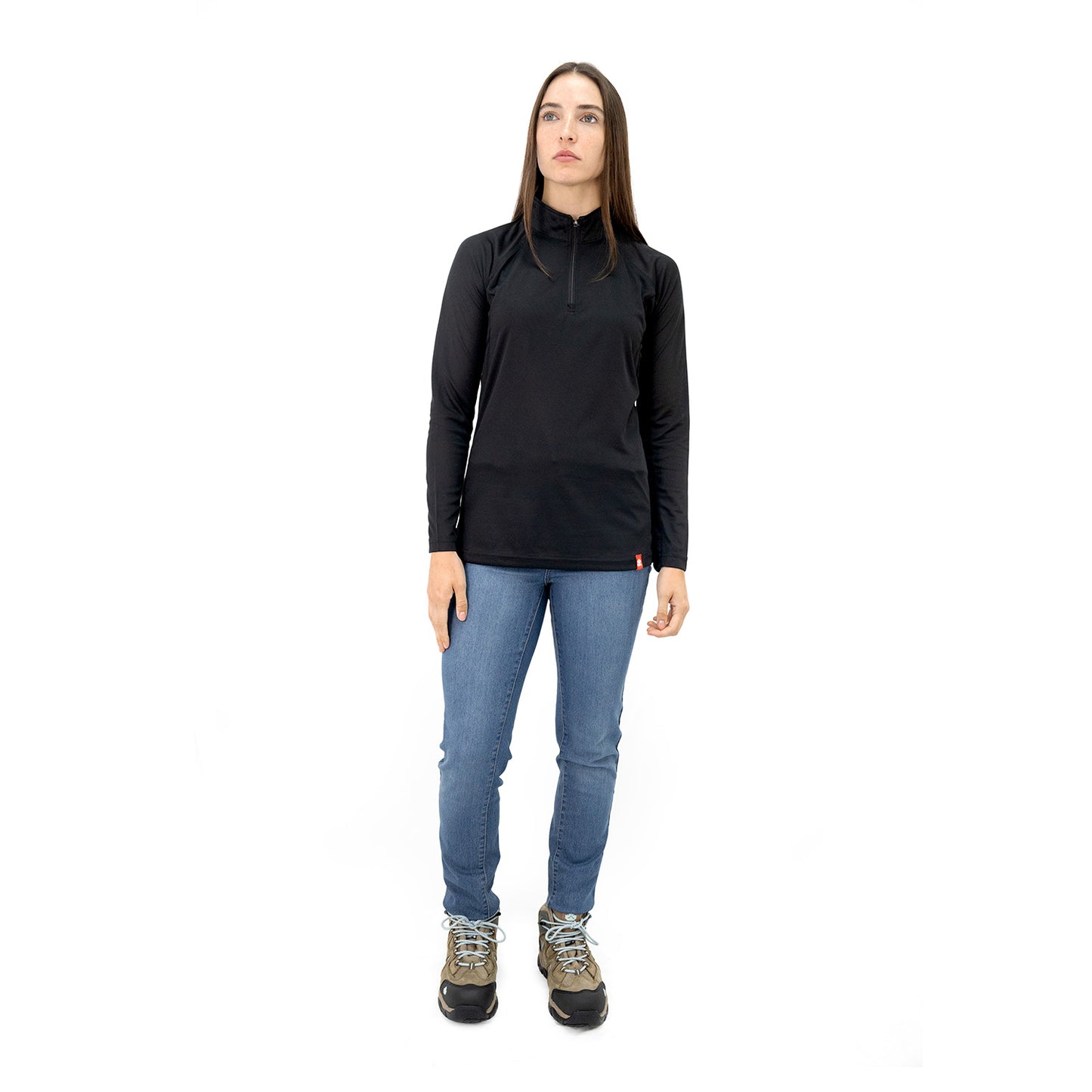 Polera Quebec Half-Zip Negro Mujer