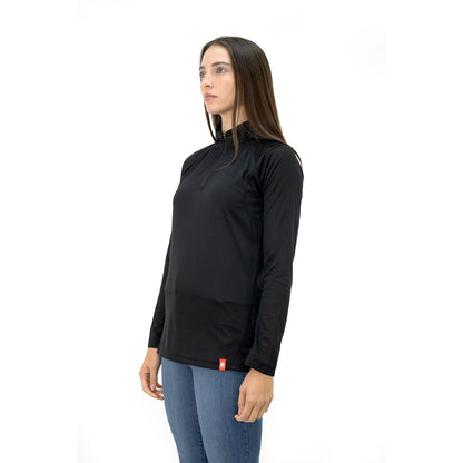 Polera Quebec Half-Zip Negro Mujer