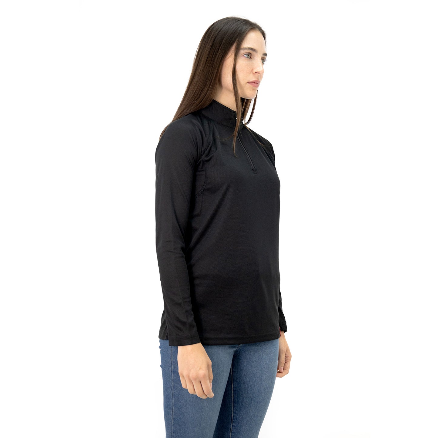 Polera Quebec Half-Zip Negro Mujer