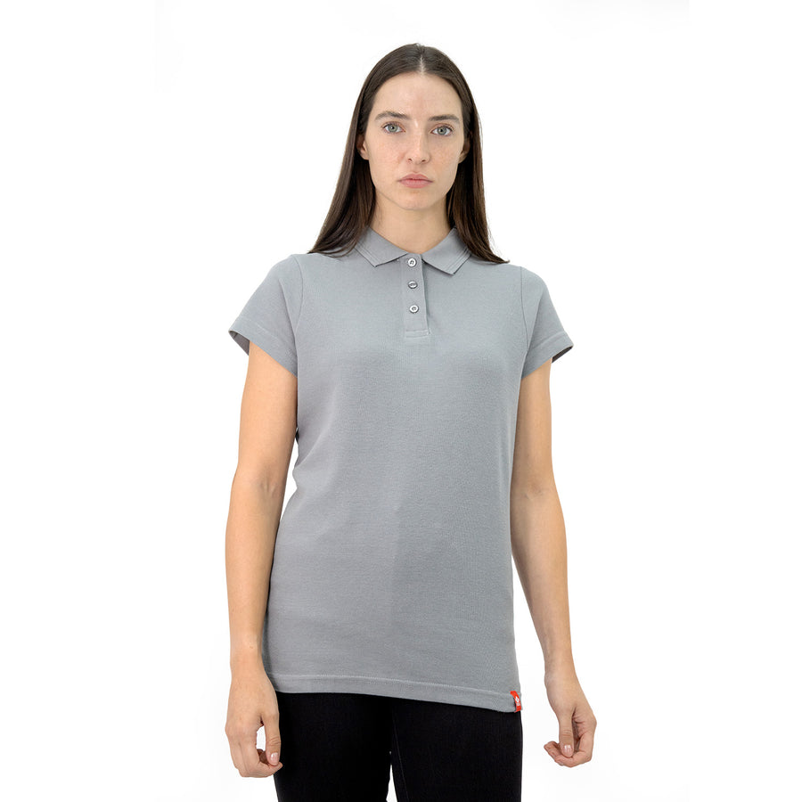 POLERA PIQUE QUEBEC MANGA CORTA GRIS MUJER