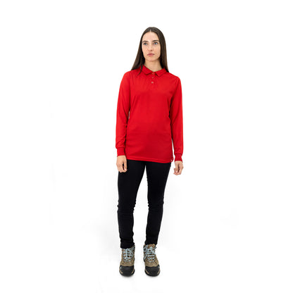 Polera Cooldry Quebec Manga Larga Rojo Mujer