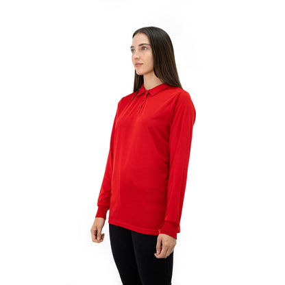 Polera Cooldry Quebec Manga Larga Rojo Mujer