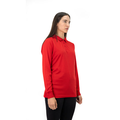 Polera Cooldry Quebec Manga Larga Rojo Mujer
