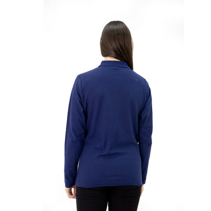 Polera Pique Quebec Manga Larga Azul Mujer